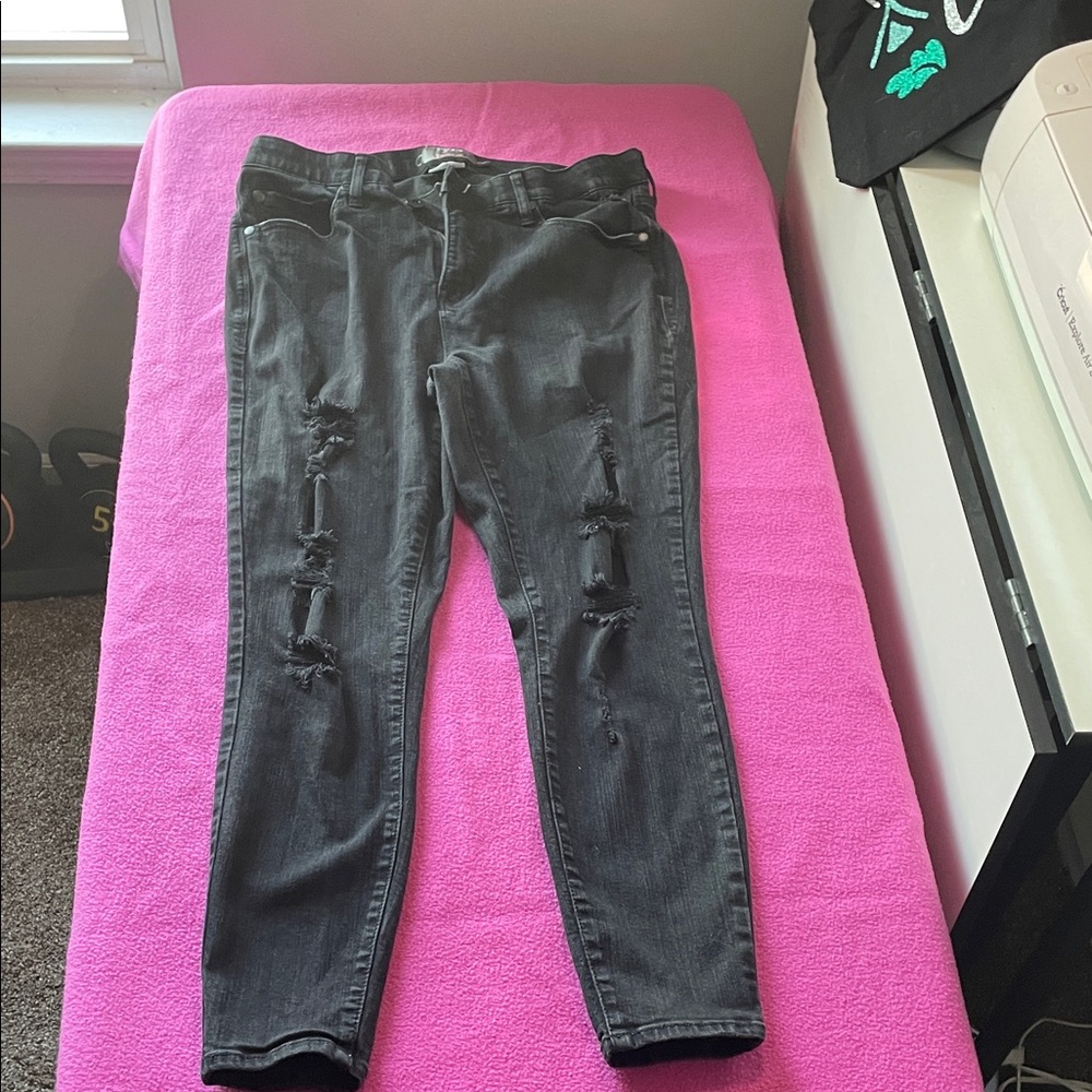 Torrid Black Distressed Skinny Jeans
